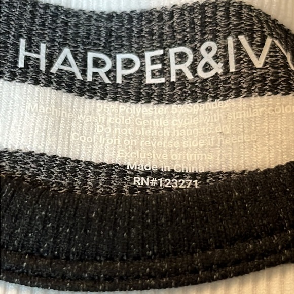 Harper & Ivy Black and White Stripe Tee - Picture 8 of 11